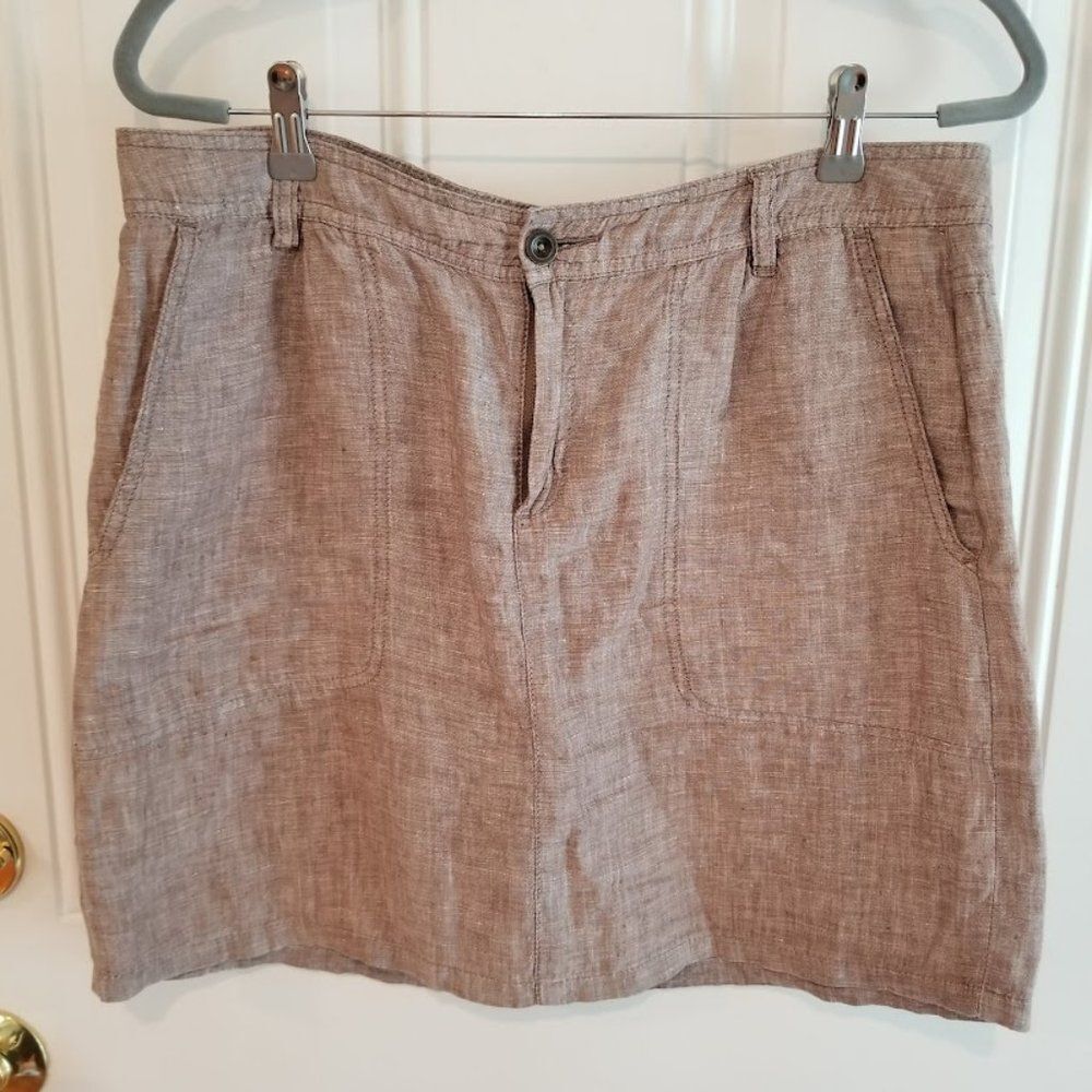 Horny Toad Women’s Tan 100% Linen Skirt, Size 10, Lightweight Outdoor